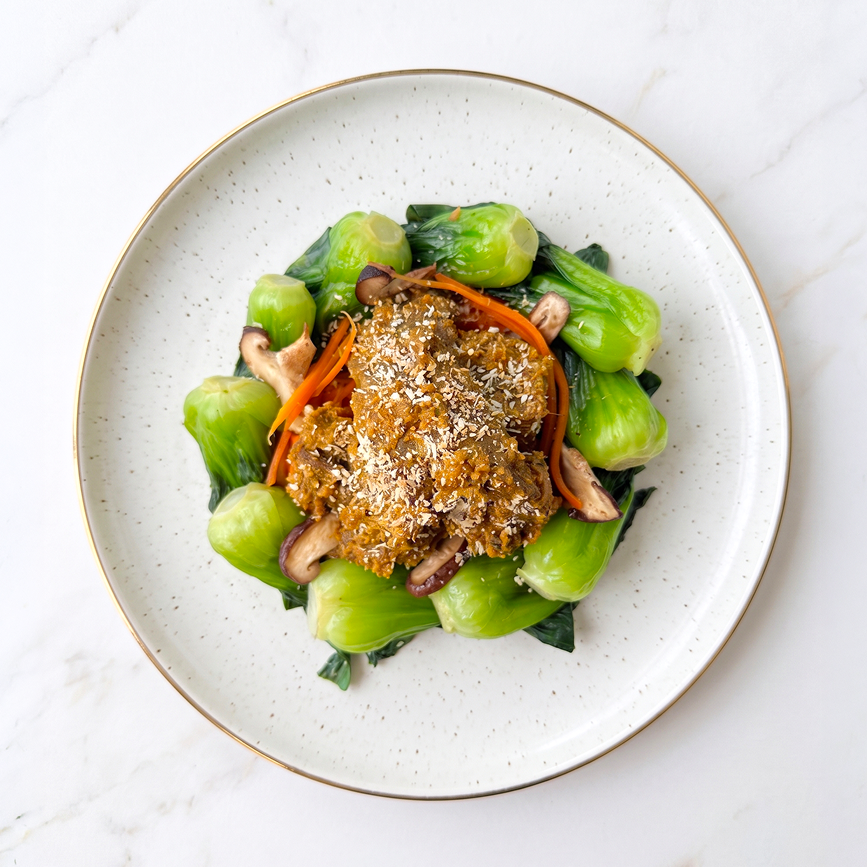 Beef Rendang with Asian Greens and Mushrooms