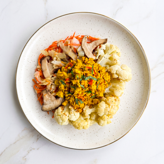 Cambodian Style Chicken with Asian Vegetable Medley and Roasted Cauliflower