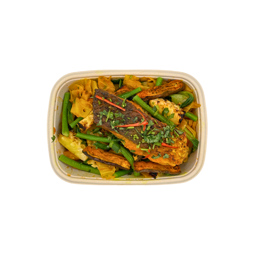 Barramundi Nonya Curry with Vegetable Curry Stew