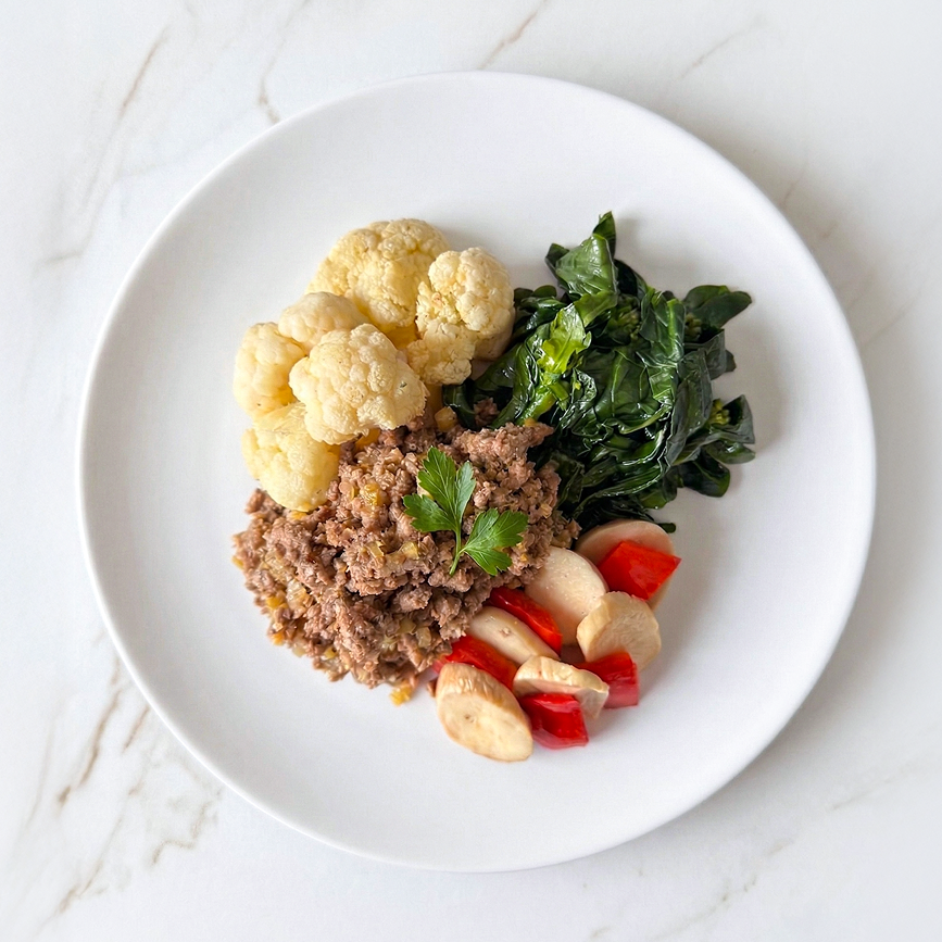 Mongolian Beef Stir Fry with Asian Vegetables and Roasted Cauliflower