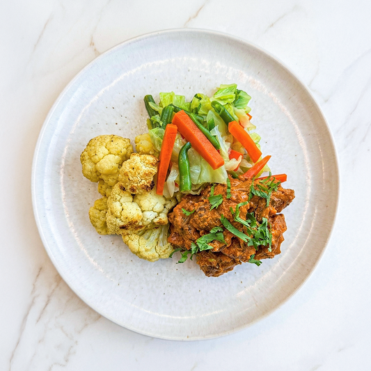 Thai Beef Curry with Mix Vegetables and Roasted Cauliflower